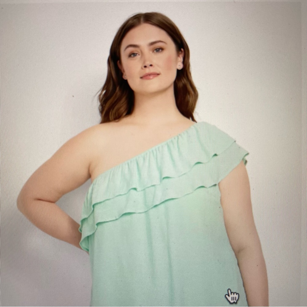 Lane Bryant Classic One-Shoulder Ruffle-Front Top Sz 26